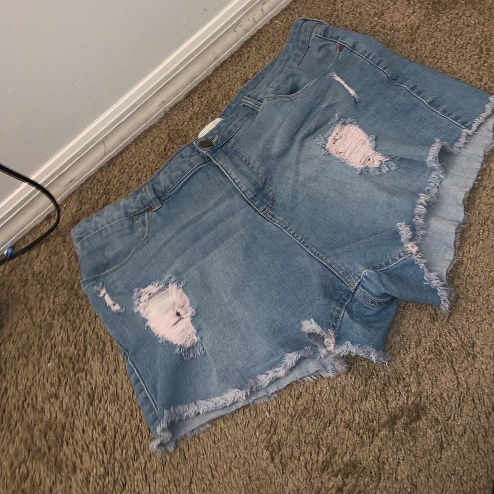 High rise plus size denim shorts